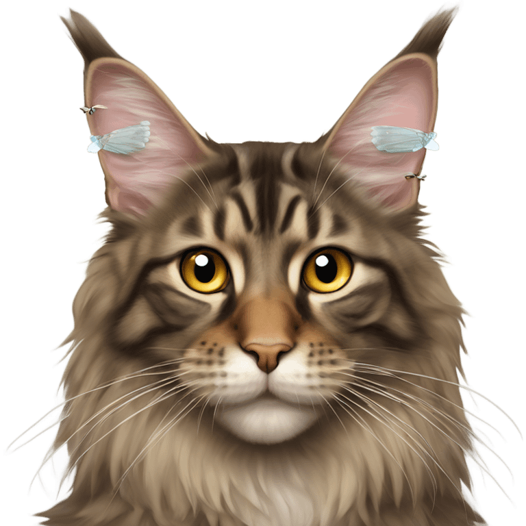 Maine Coon with a stupid face and butterfly on his mouth  emoji