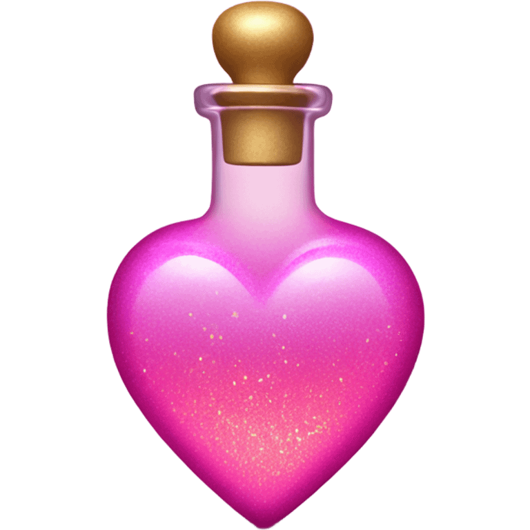 Pink ombre heart shaped potion bottle with liquid and glitter emoji