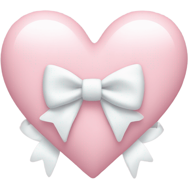 Pastel pink heart with white bow emoji