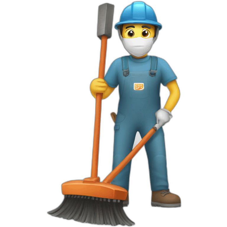 Rust mascot Ferris with broom cleaning rust emoji