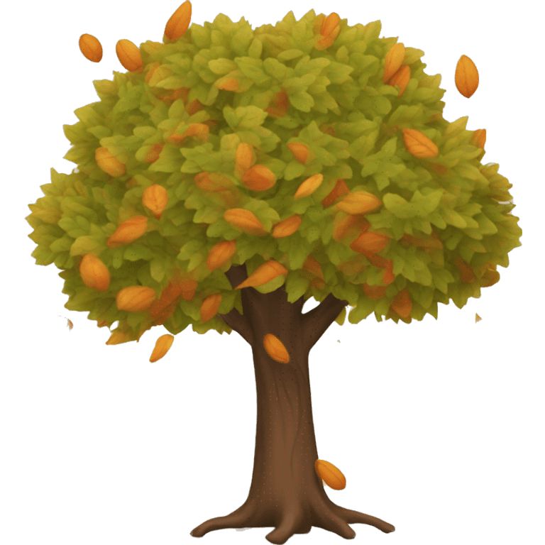 autumn tree with leaves falling  emoji