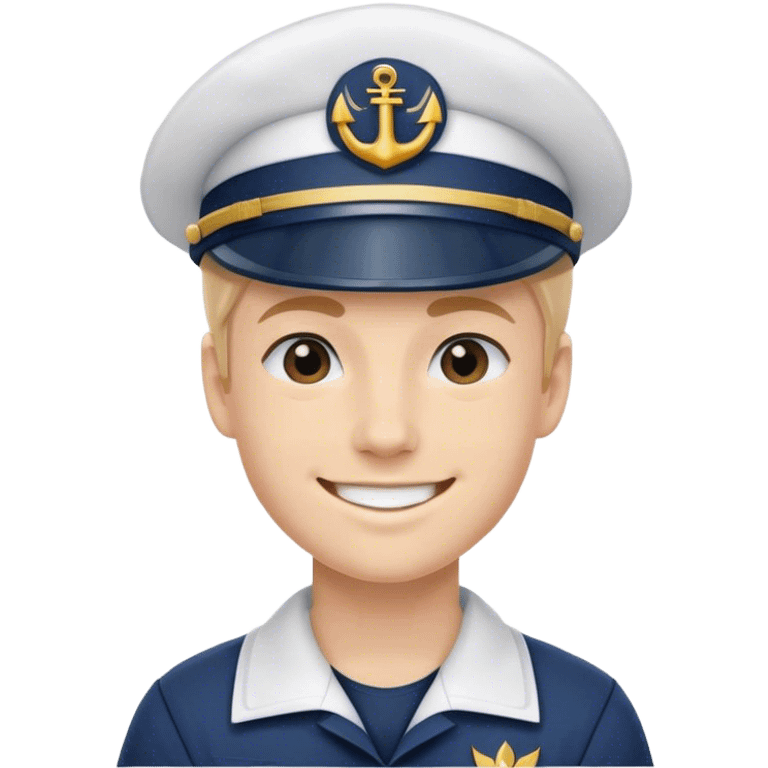 a sailor with helmet on and wearing blue uniform and smile emoji