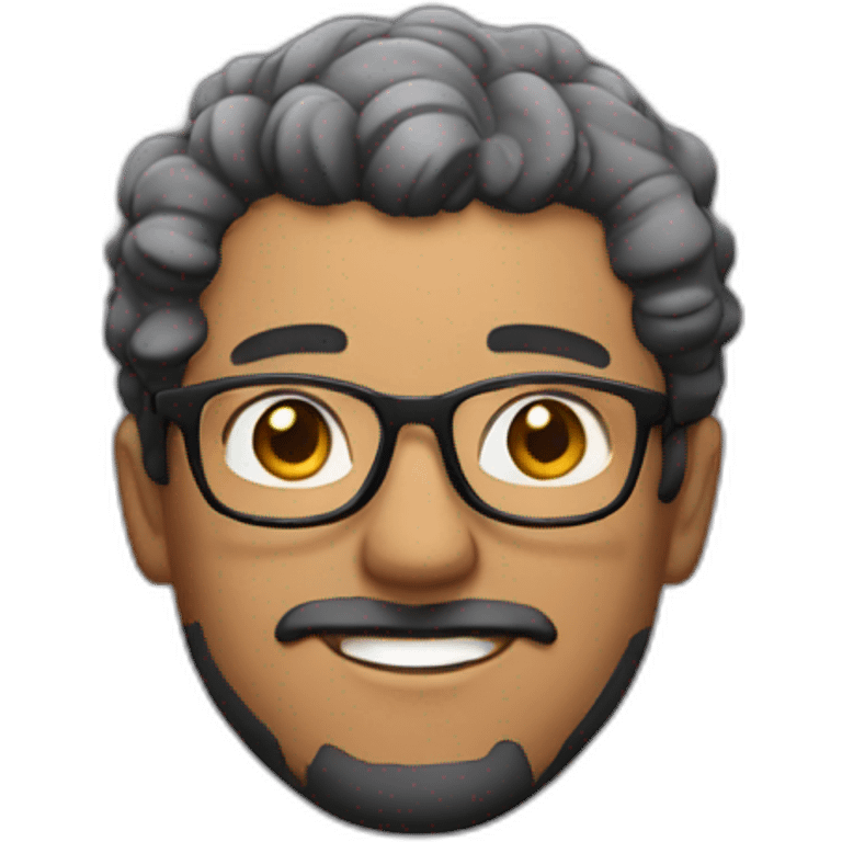 Man with curly short black hair and glasses and light beard emoji