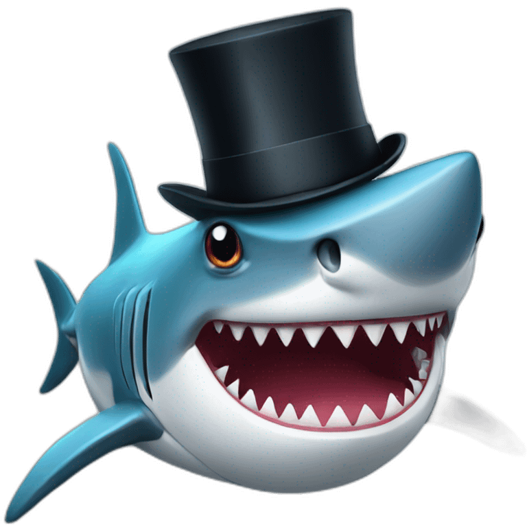 Shark with a top hat emoji