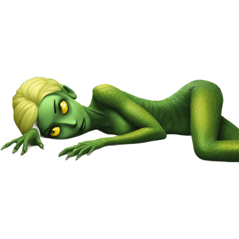 Reptilian alien woman laying on the bed emoji