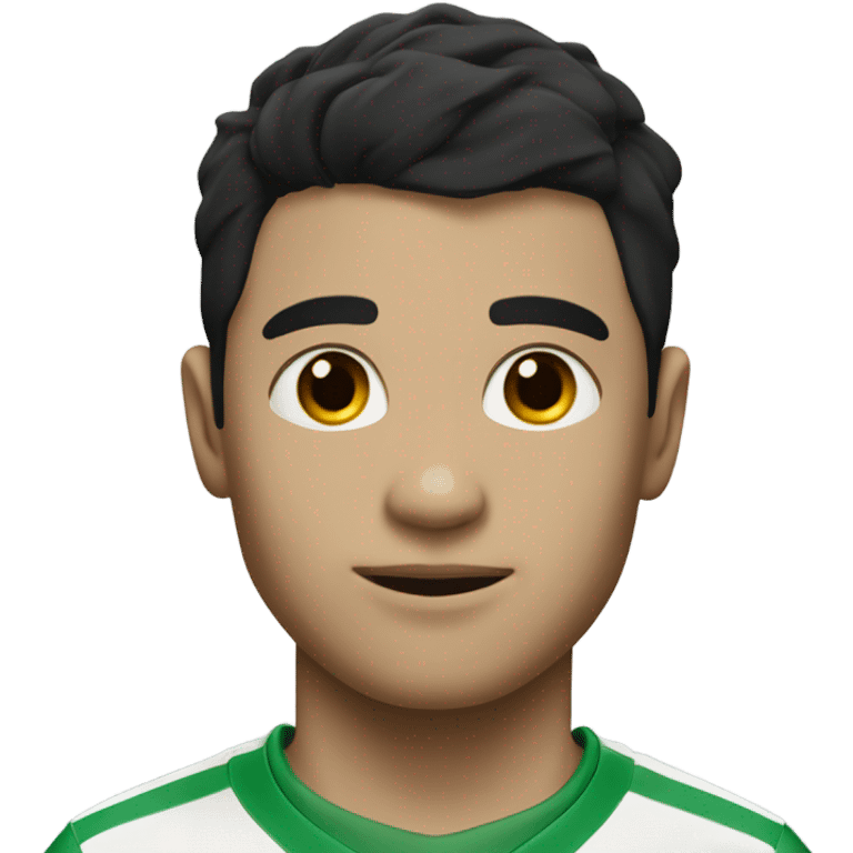 A soccer player with a green shirt with white skin color with black hair and a number 10 in his green shirt  emoji