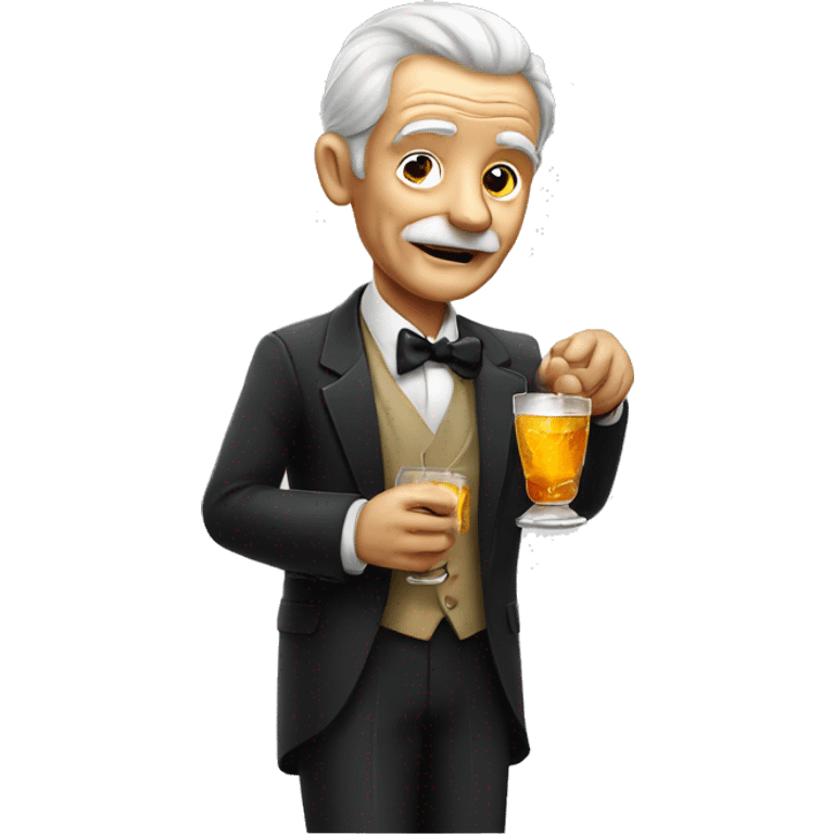 old man in formal attire with a drink alcohol  emoji