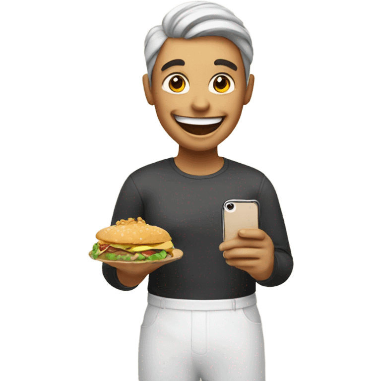 happy person showing food on a smartphone  emoji