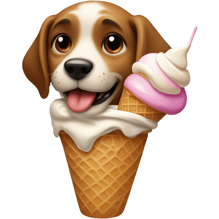 Dog sucking ice cream emoji