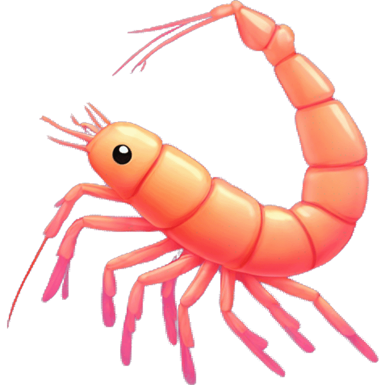 Kawaii neon glitter shrimp emoji    emoji