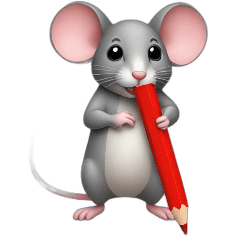 a mouse holding a red pencil emoji