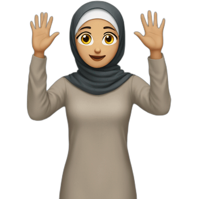 hijabi with her hands up emoji