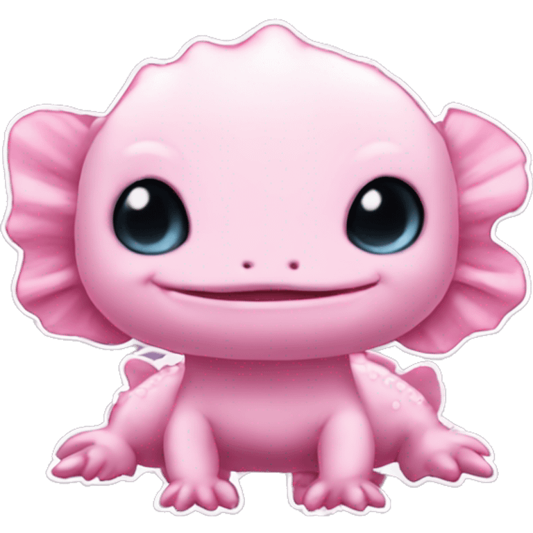 aesthetic pink cute axolotl stitch chibi emoji