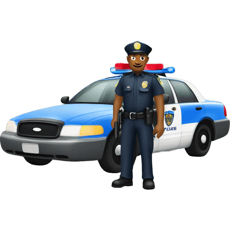 police officer outdoors with vehicle and plunger emoji