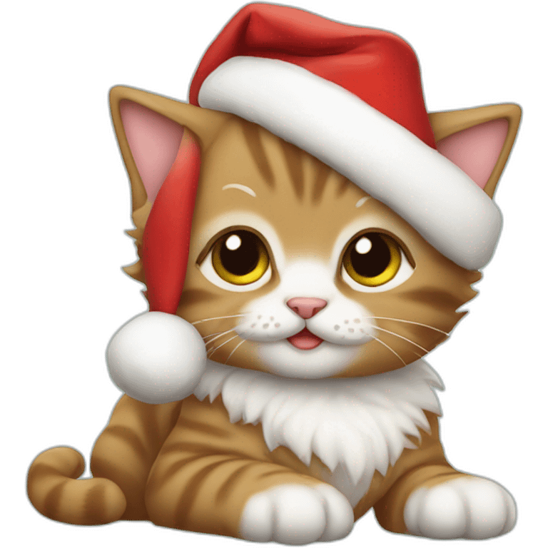 Very cute kitten Santa Claus emoji