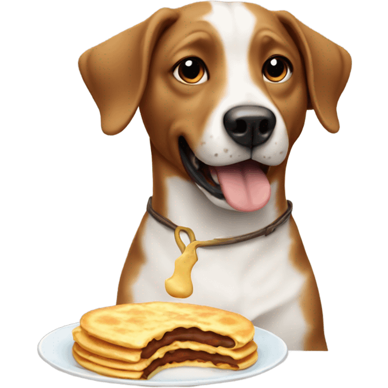 Dog eating pancakes emoji