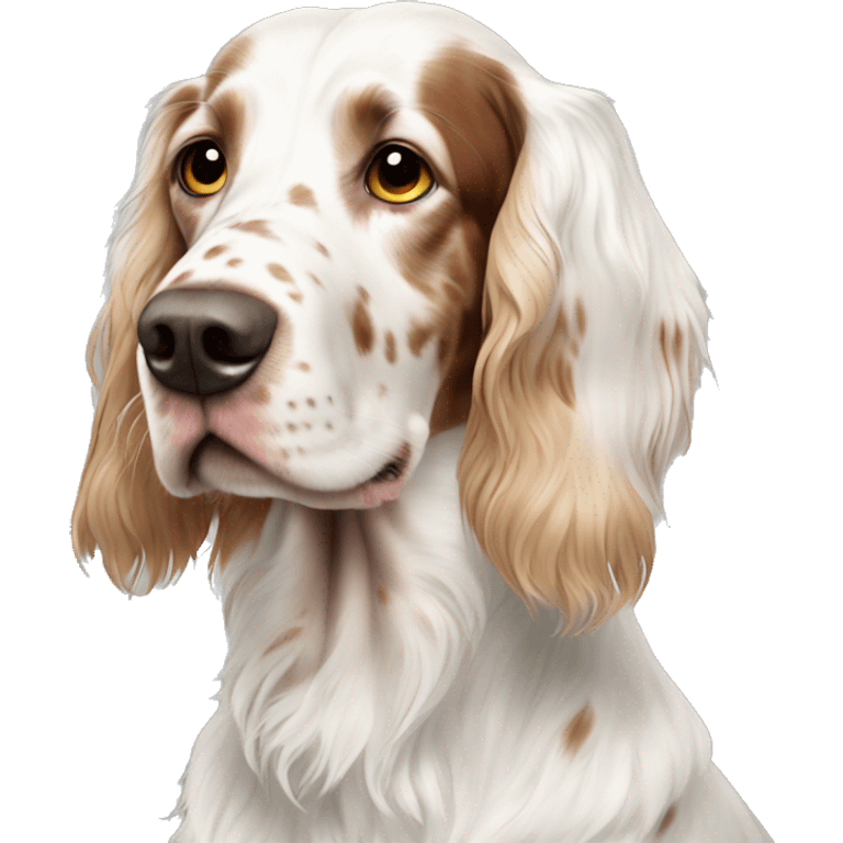 White and light Brown english setter with Brown ear  emoji