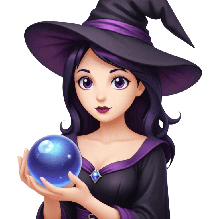 Beautiful Witch with magic ball emoji