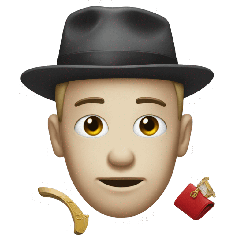 Sob emoji with gentleman accessories emoji