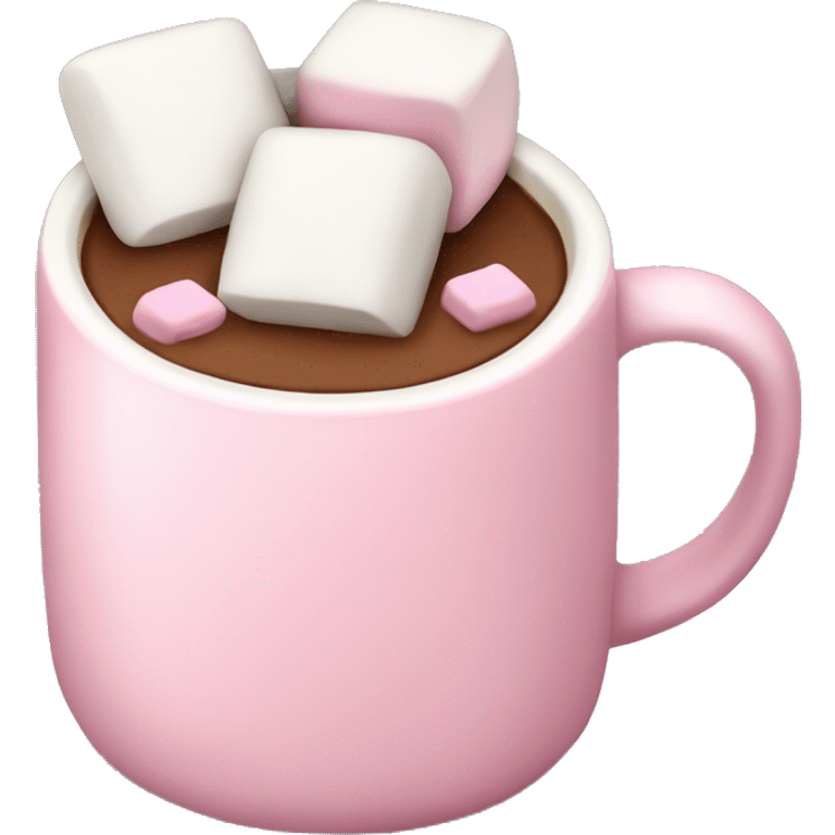 Light Pink mug of hot chocolate with marshmallows  emoji