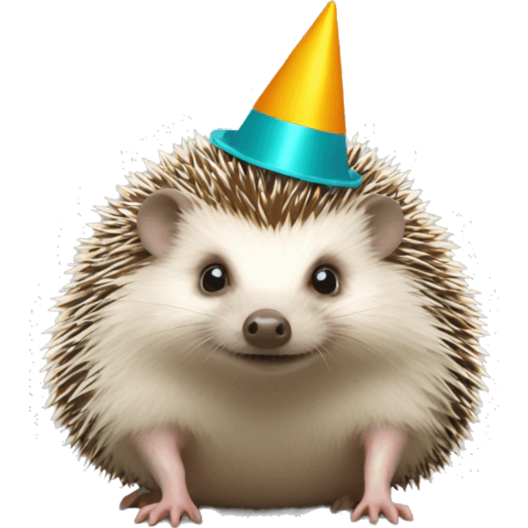 Hedgehog wearing party hat emoji