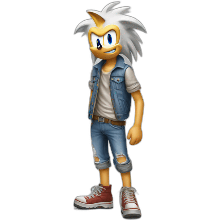 sonic dressed as a white redneck with dirty clothes emoji