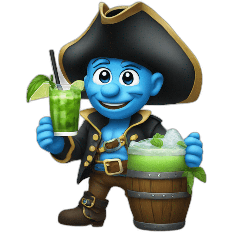 smurf pirate drinking mojito emoji