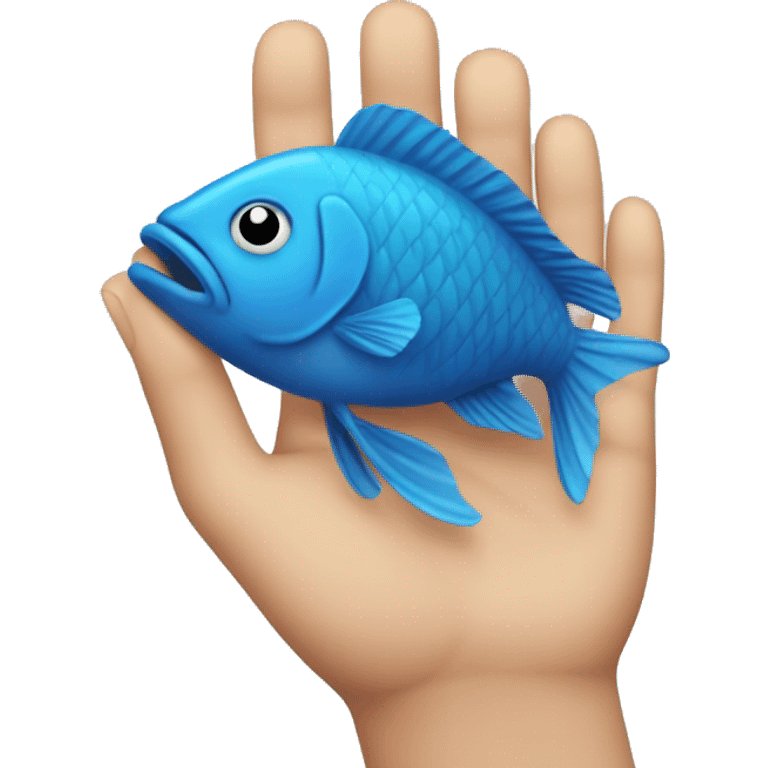 one hand put on the blue fish emoji