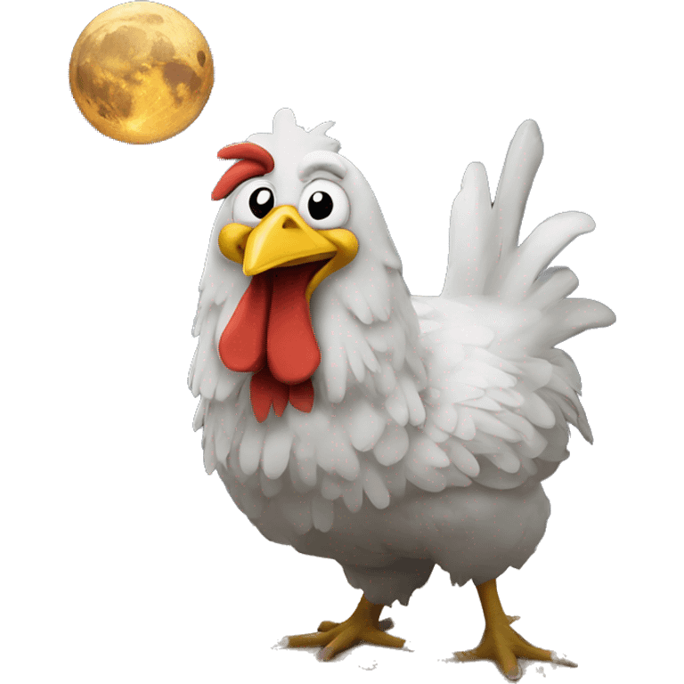 Chicken on the moon  emoji