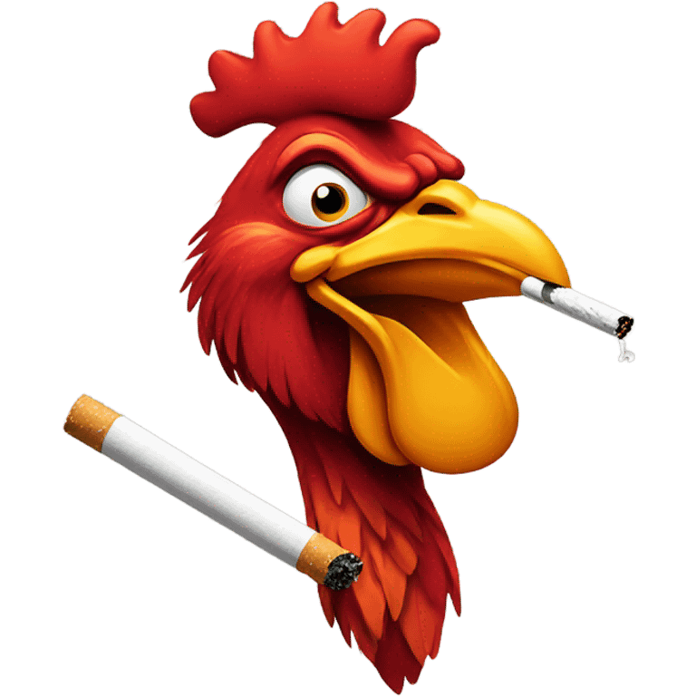 Rooster with a cigarette emoji