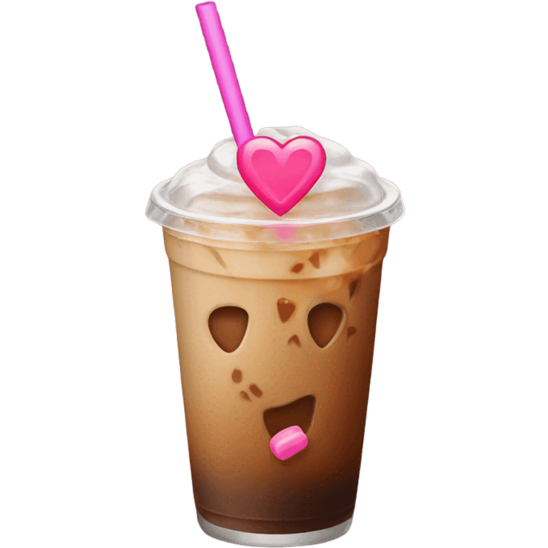 iced coffee orange straw pink ♡ emoji