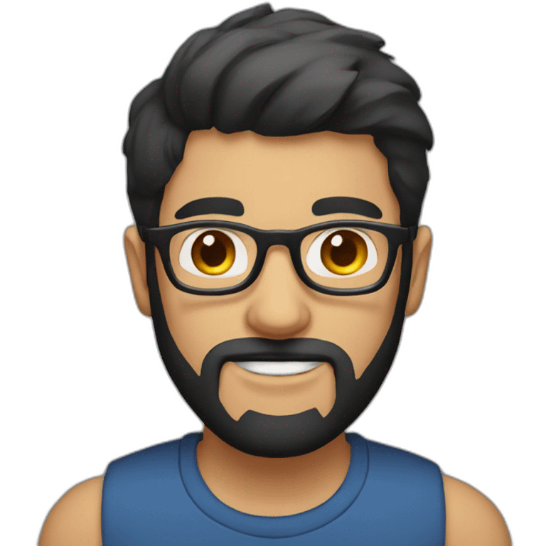 a guy with a black hair and Light beard with glasses emoji