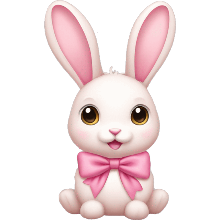 light pink bunny with a bow around its neck  emoji