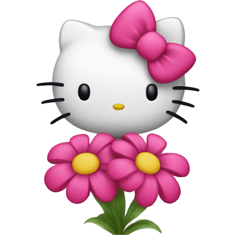 Hello kitty on flower  emoji