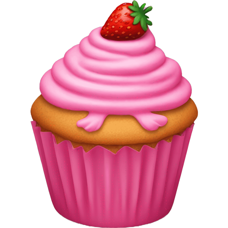 Pink cupcake with a strawberry on top  emoji