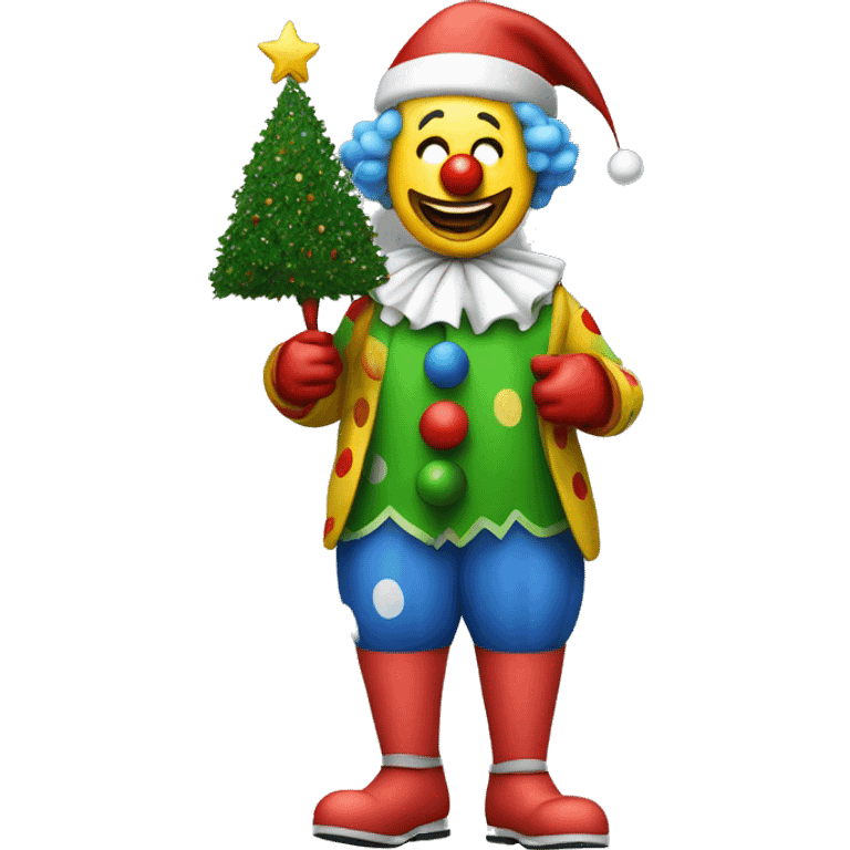 Clown with an Christmas tree instead of his hat emoji