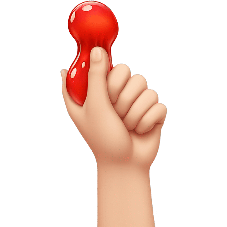 Hand holding red slime  emoji