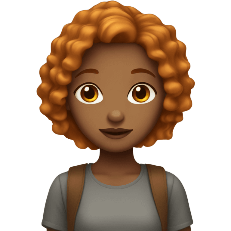 Caramel colored skin girl with freckles and ginger short hair emoji