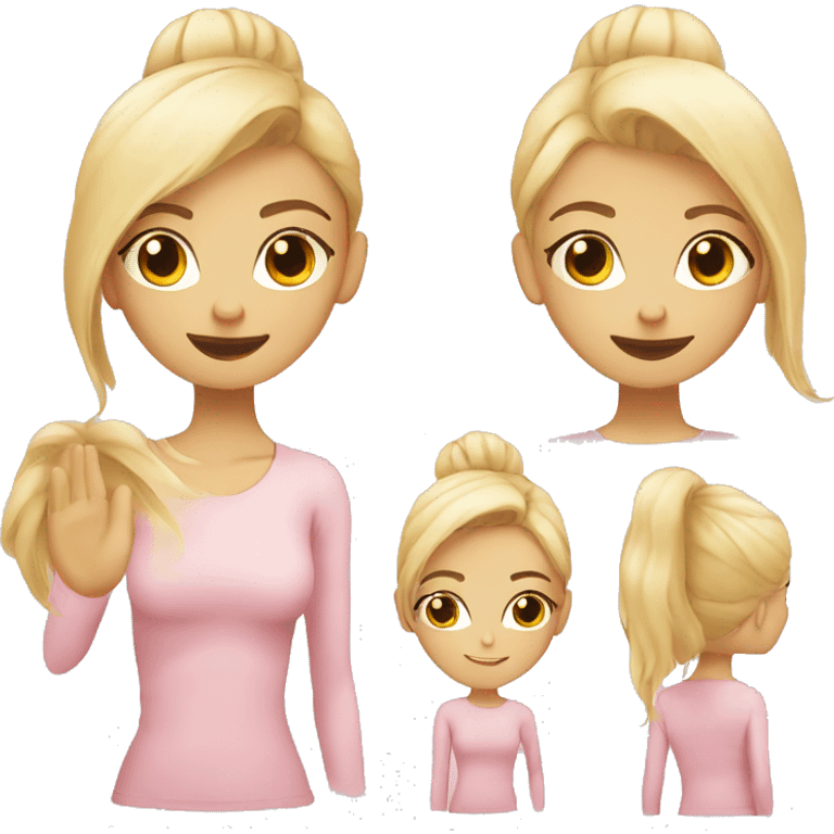 blonde yoga girl light pink clothes n emoji