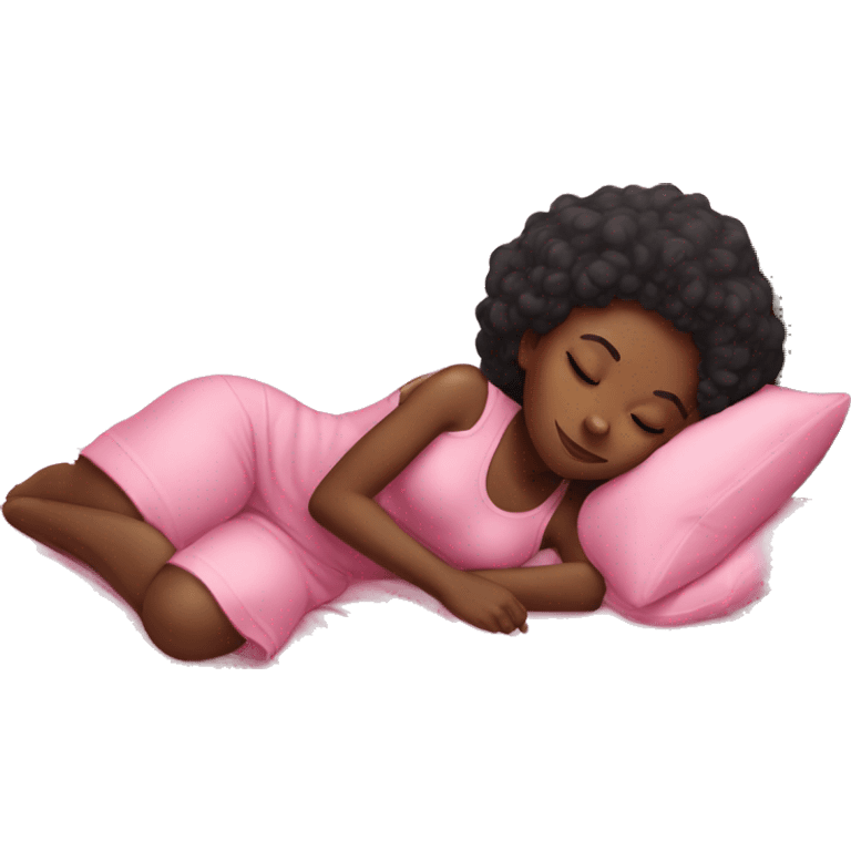 black girl sleeping on a pink bed emoji