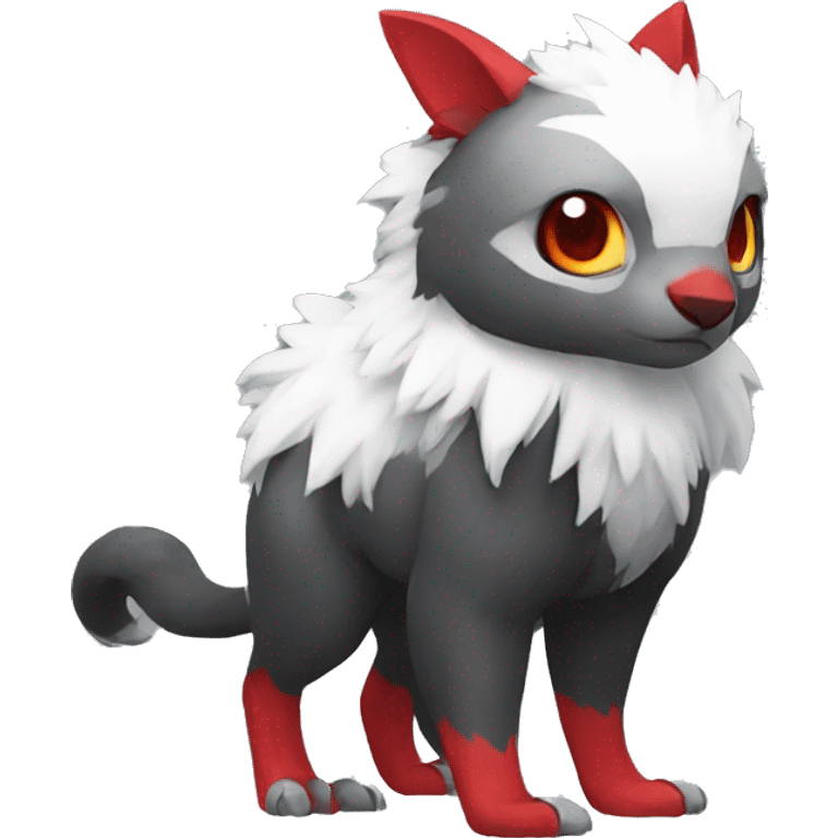 Cute cool black red white grey animal hybrid Fakemon full body emoji