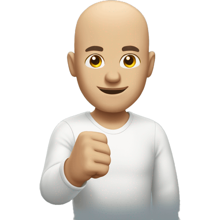 bald man with fist emoji