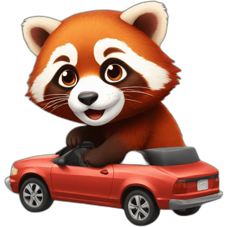 red panda in the car emoji