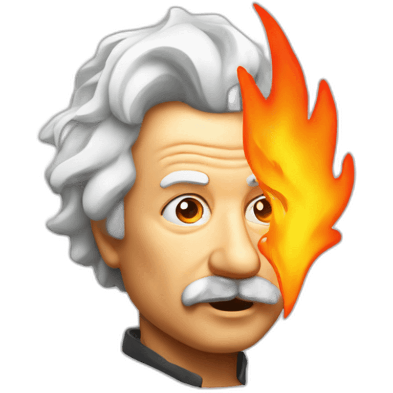 fire flame on Einstein head emoji