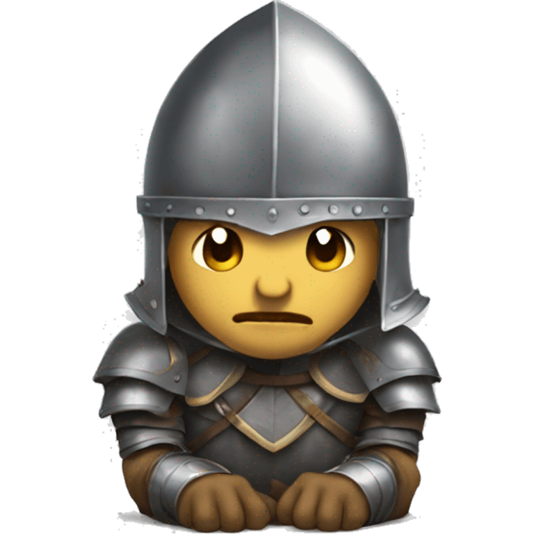 a knight crouching  with his head down emoji