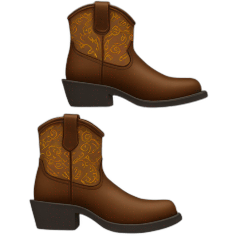 Brown santiag boot originally with pattern emoji