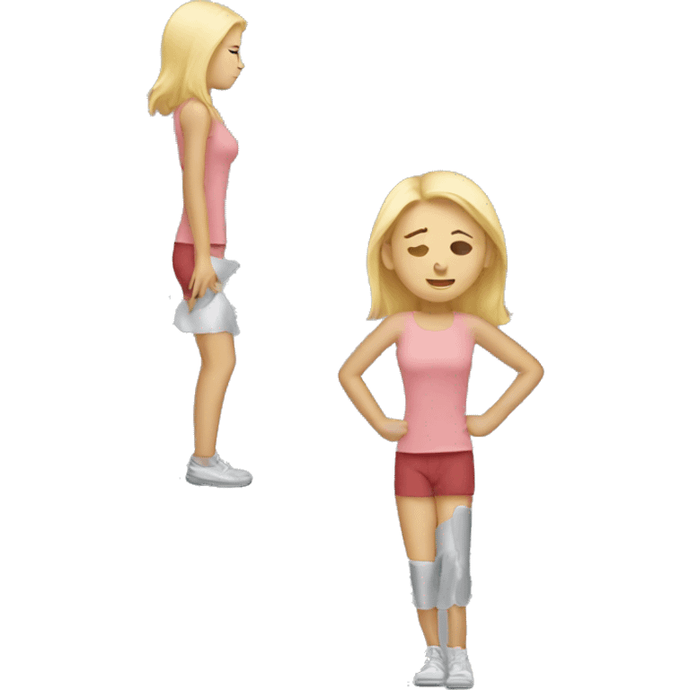 Blonde woman with back pain emoji