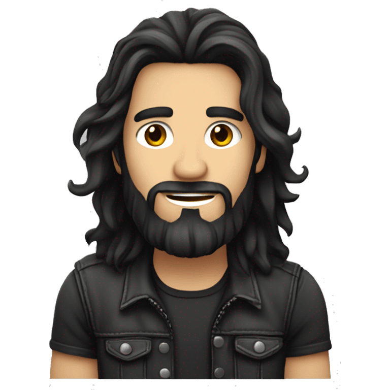 long dark haired rocker guy with beard. guys age is 24 emoji