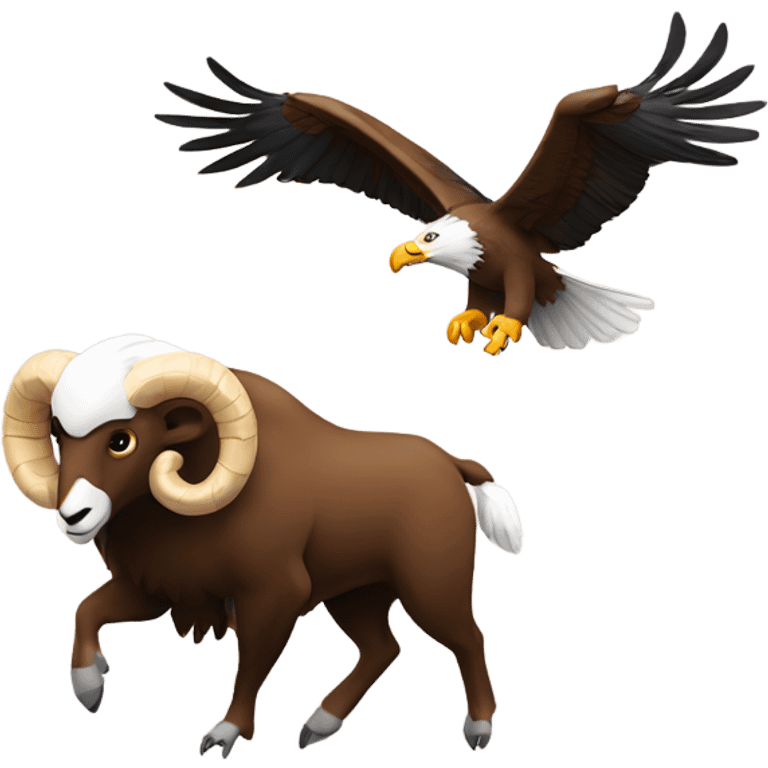 Eagle chasing a sad ram emoji