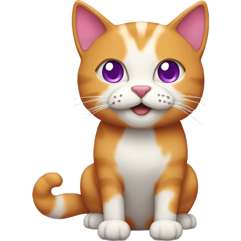 Ginger cat with purple hearts emoji